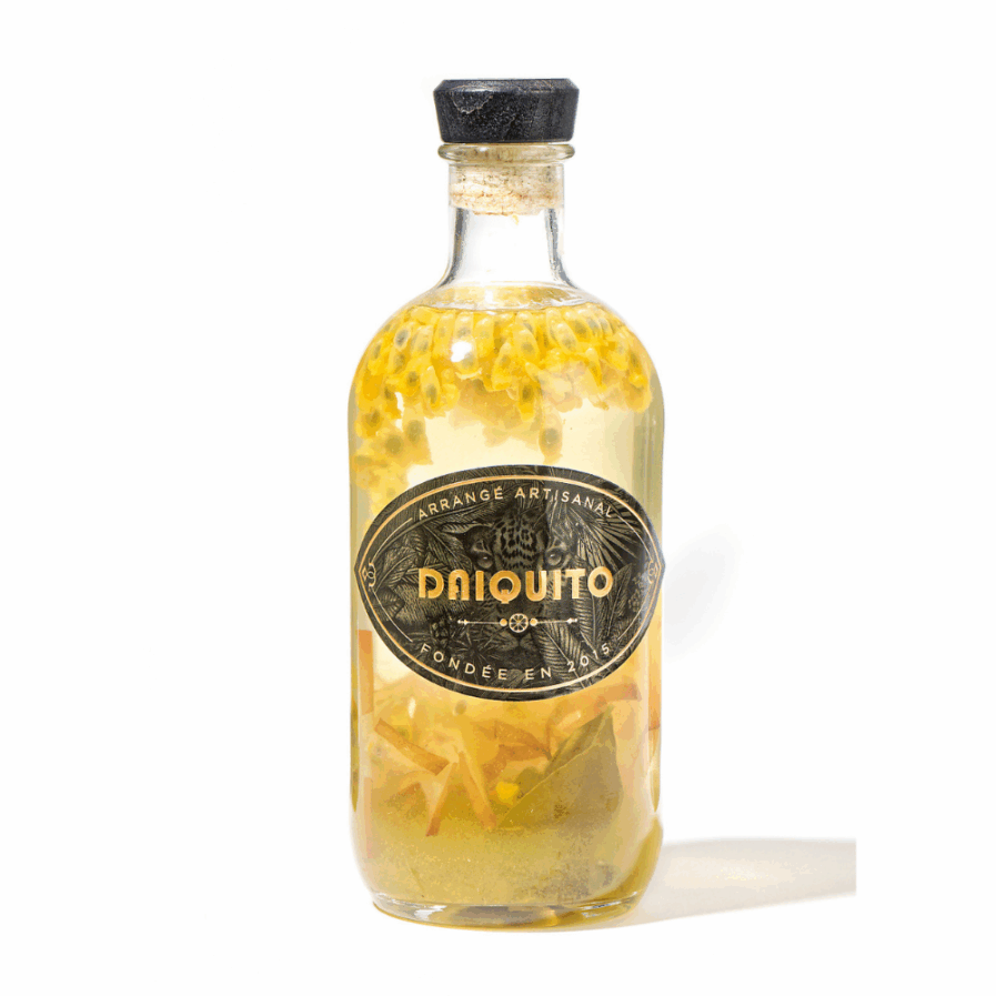 rhum arrangé à base de agricole, de fruit de la passion, de carambole et de combava